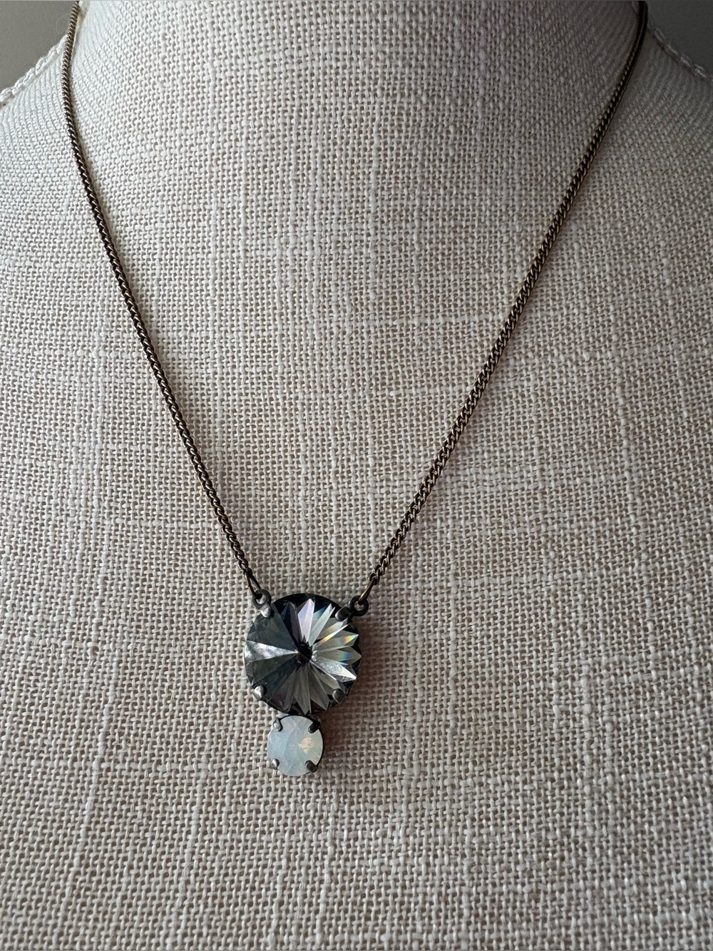 Sabika Grey Stone Gem Opalite Pendant Necklace W2016 Vintage